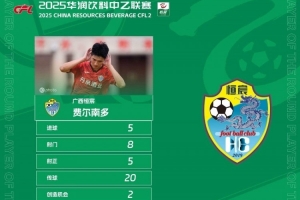 乐鱼vip-中乙官方：广西恒宸球员费尔南多五子登科，获第11轮最佳球员